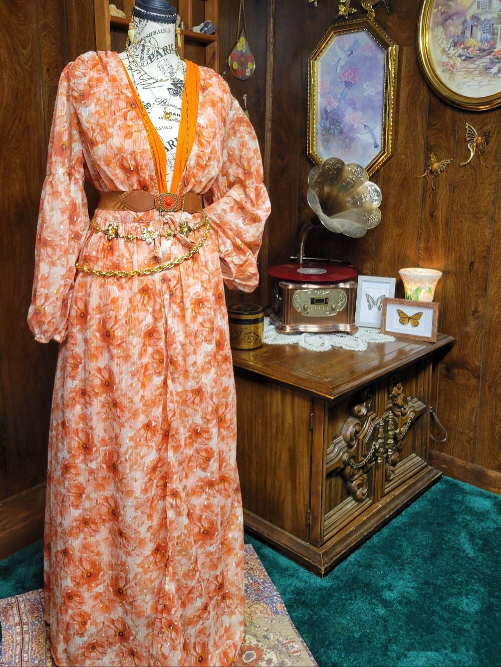 Metallic Shimmery Boho Kimono Robe Billow Sleeve Beachy Cover up